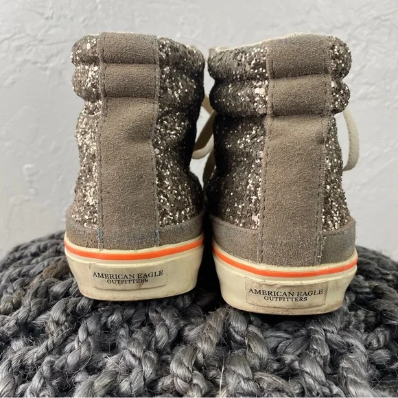 American Eagle Glitter high top Sneakers size 6 - Picture 4 of 8